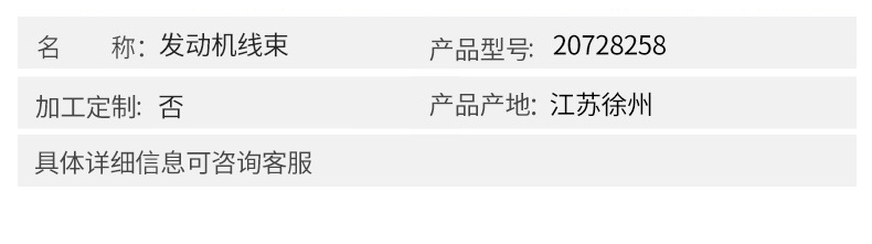 沃爾沃配件 D6D發(fā)動機線束20728258